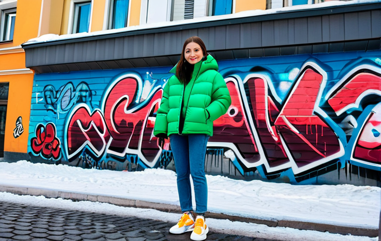 **
"A young, stylish woman in Moscow, fully clothed in trendy streetwear – a bright puffer jacket, fashionable jeans, and clean sneakers. She's holding a coffee cup with a recognizable logo of a popular local coffee chain. The background features a vibrant urban scene with graffiti art and modern architecture. Perfect anatomy, natural proportions, safe for work, appropriate content, fully clothed, professional, family-friendly, high quality, detailed."
**