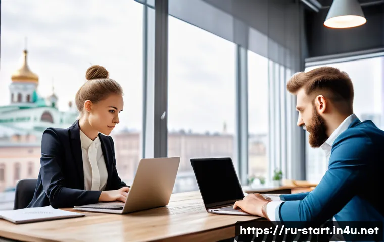 스타트업 마케팅 이직을 위한 준비 - A dynamic startup marketing team brainstorming in a modern Moscow office, diverse young professional...