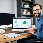 Home 20 스타트업 마케팅 자격 취득 절차 - A modern startup founder in a cozy home office setting, surrounded by multiple digital devices displ...