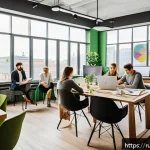 Home 23 스타트업 마케팅에서의 브랜딩 - A professional branding workshop scene set in a modern Moscow office, featuring diverse Russian youn...